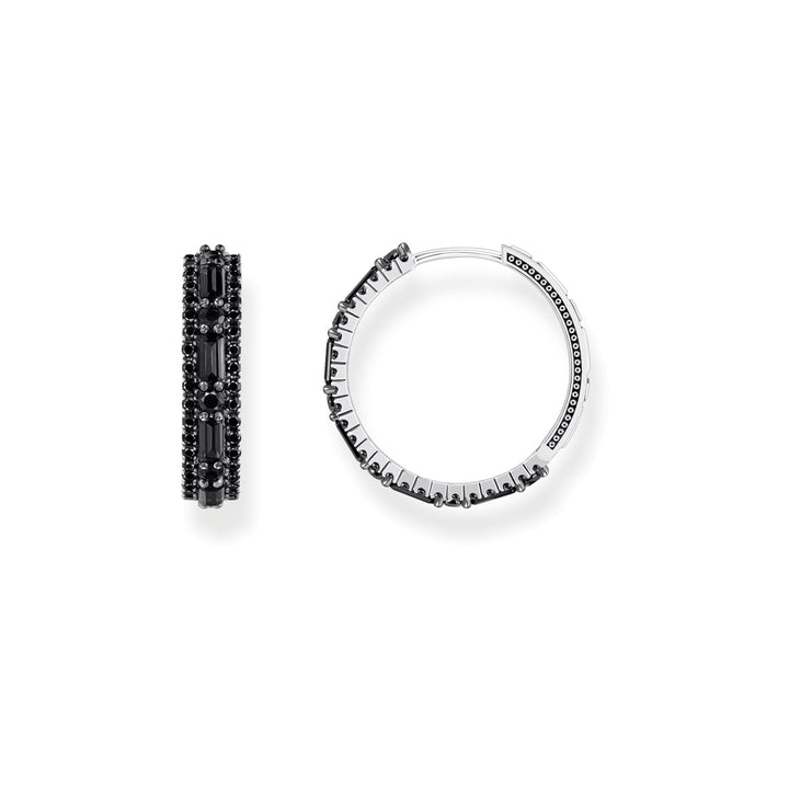 Thomas Sabo Creolen mit schwarzen Steinen Silber geschwärzt - CR733-643-11