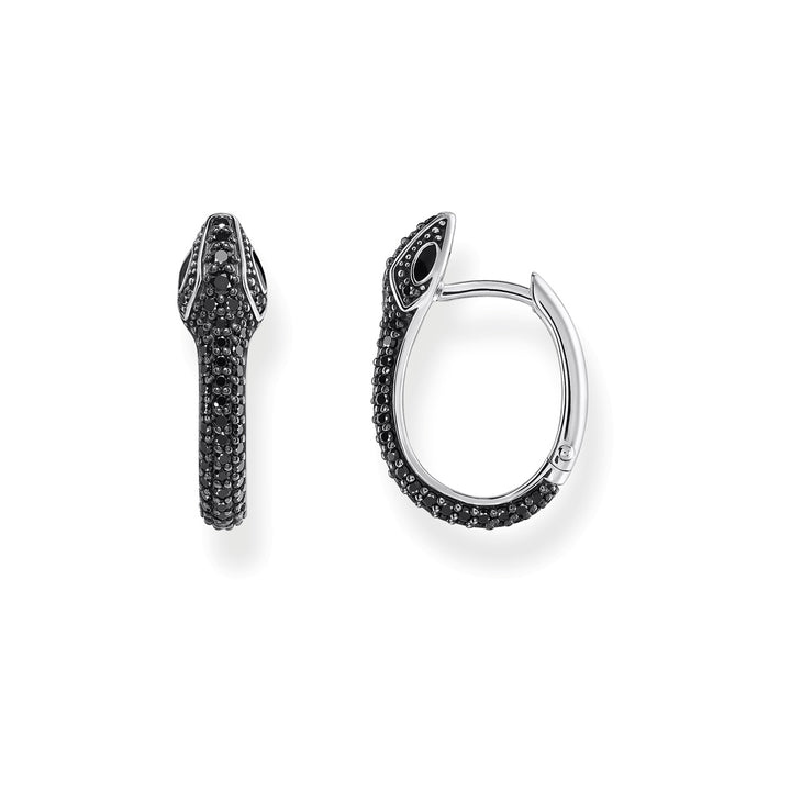 Thomas Sabo Creolen Schlange mit schwarzen Steinen Silber geschwärzt - CR734-691-11