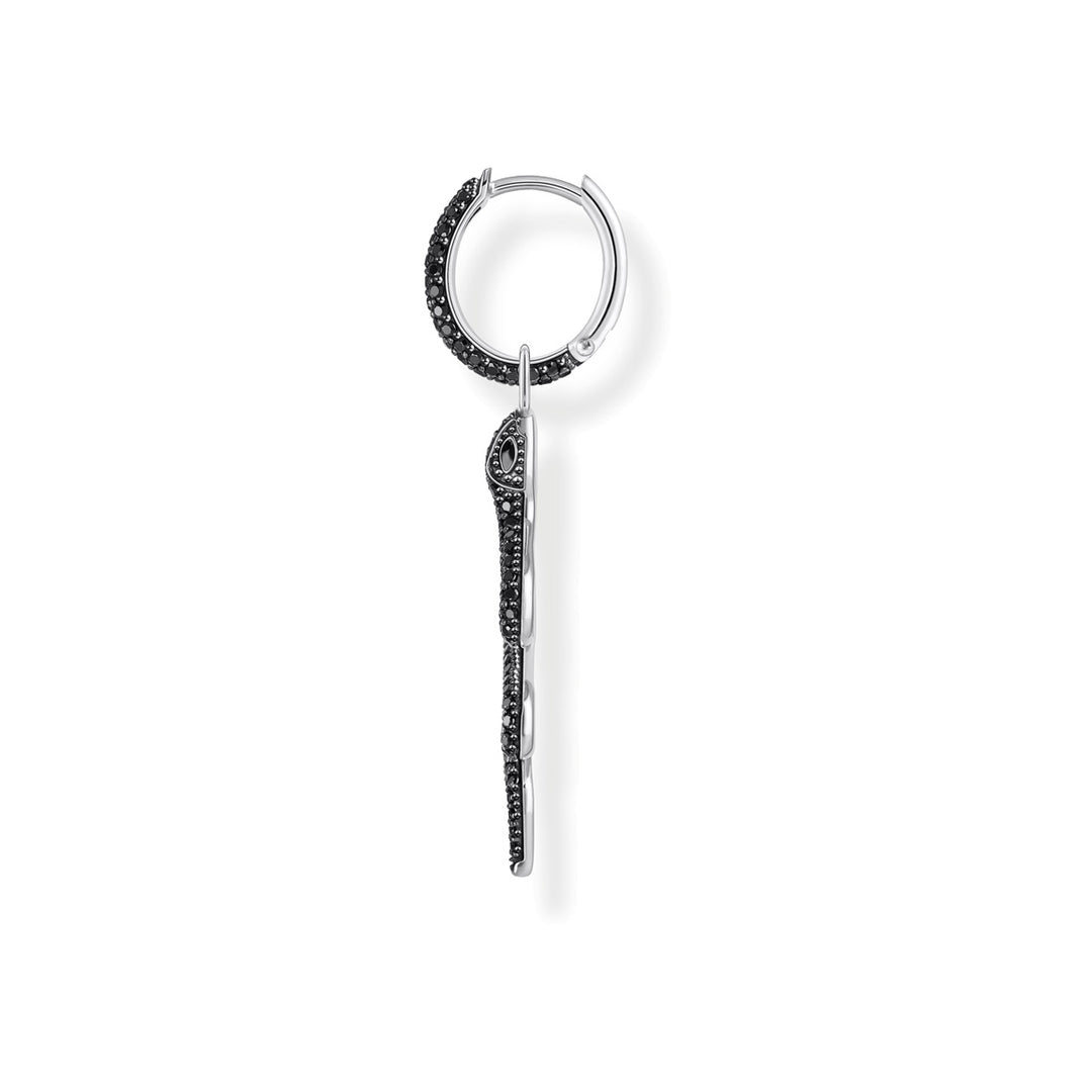 Thomas Sabo Einzel Creole mit Schlangen Anhänger und schwarzen Steinen Silber geschwärzt - CR735-691-11