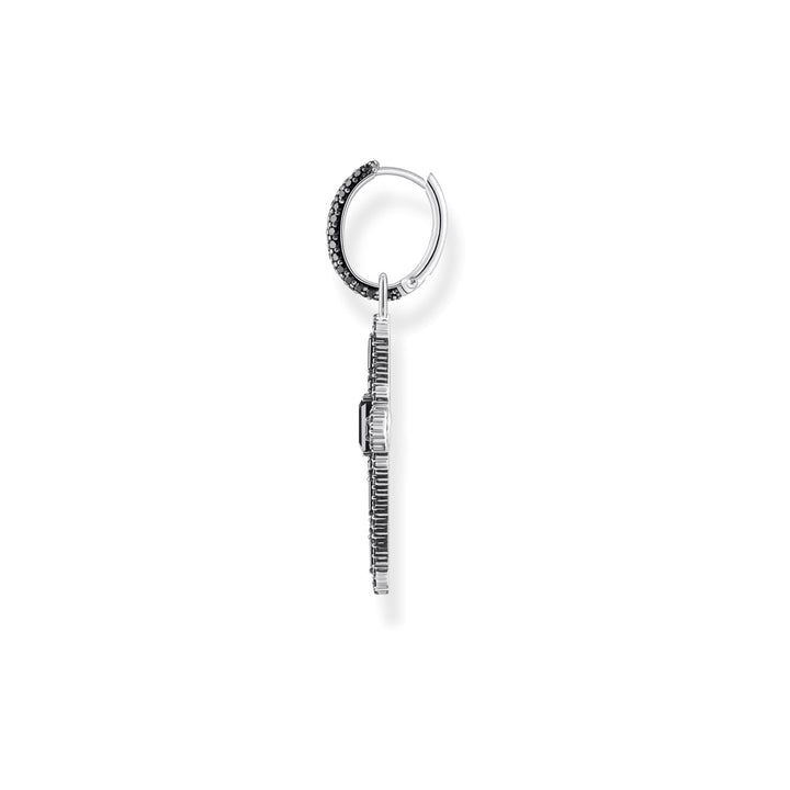 Thomas Sabo Einzel Creole mit Kreuzanhänger und schwarzen Steinen Silber geschwärzt - CR737-643-11