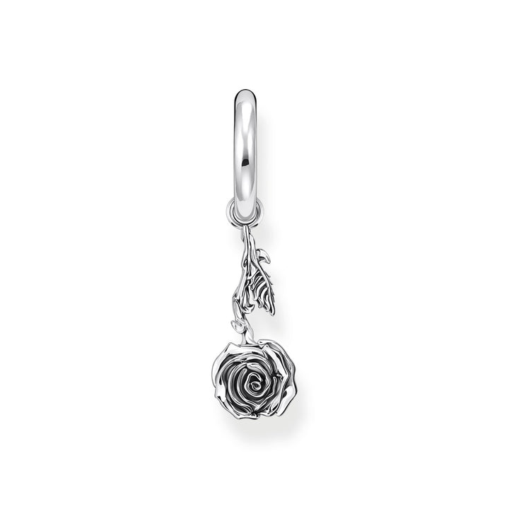 Thomas Sabo Single Creole Earring with Pendant Midnight Rose Silver - CR756-637-21