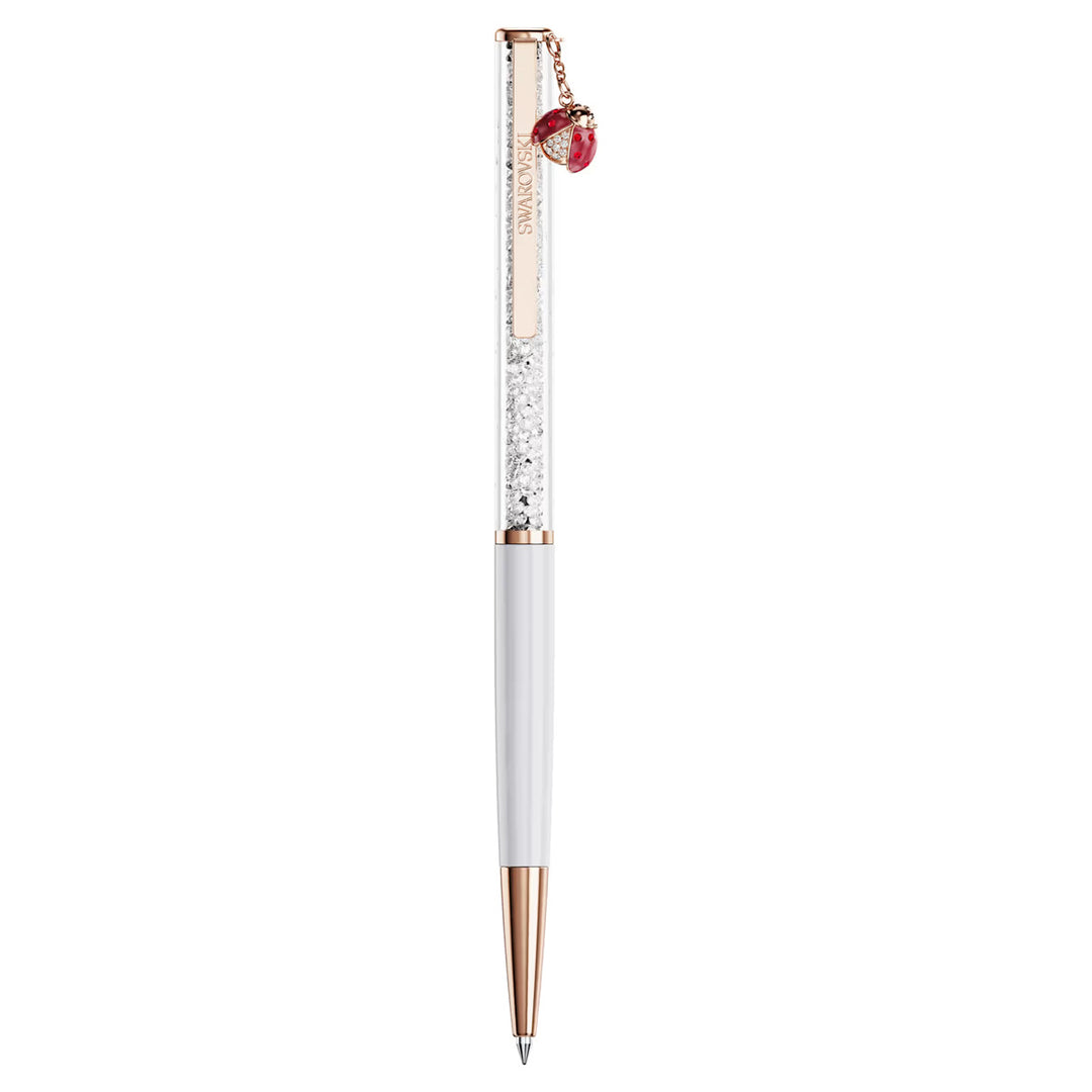 Swarovski Crystalline Kugelschreiber Marienkäfer Weiss Rot lackiert Roségold Legierungsschicht - 5732981