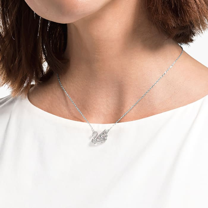 Swarovski Swan Halskette Dancing Swan Weiss Rhodiniert - 5514421