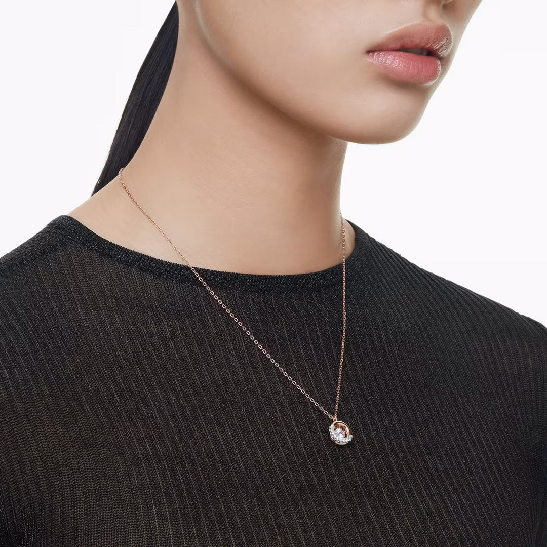 Swarovski Dextera Halskette Rundschliff Weiss Roségold - 5692257