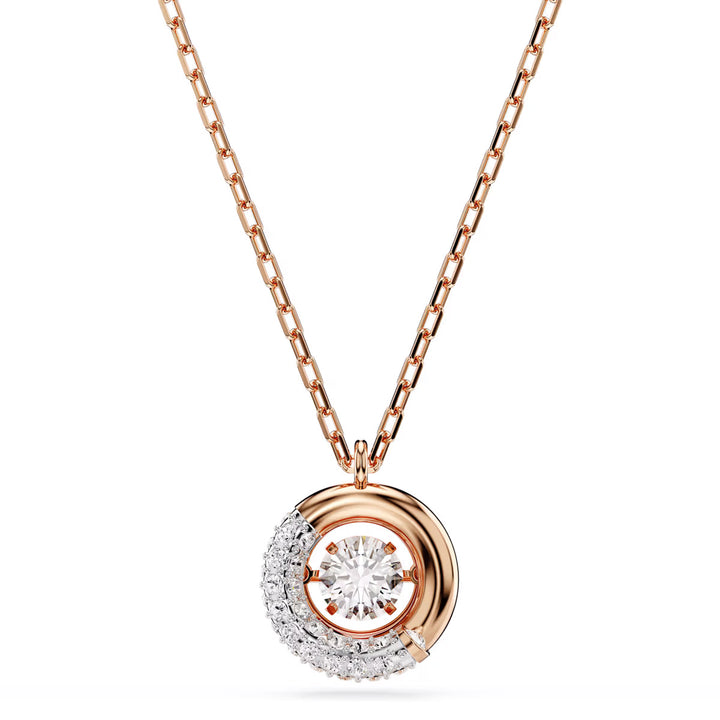 Swarovski Collier Dextera Taille ronde Blanc Placage de ton or rosé - 5692257