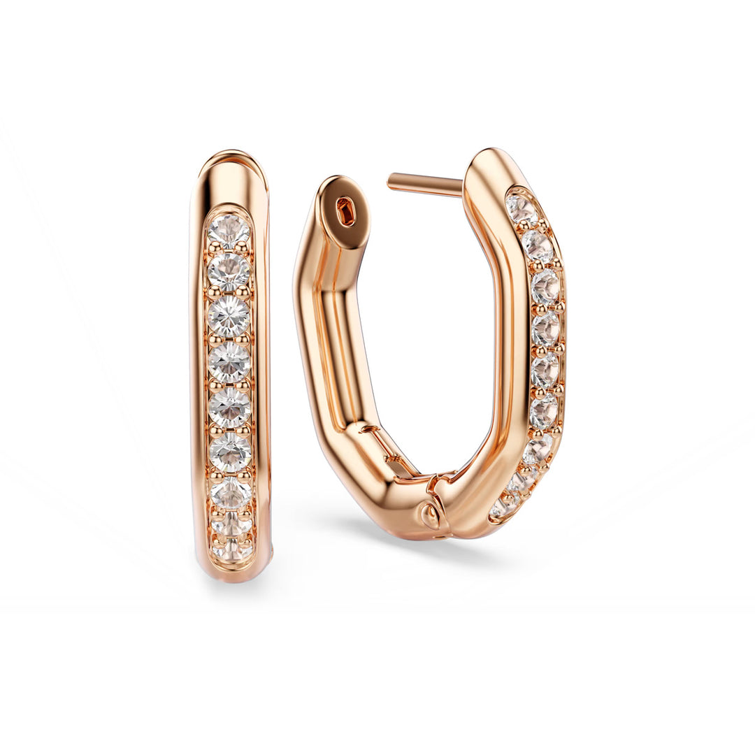 Swarovski Dextera Kreolen Achteckform Rundschliff Klein Weiss Roségold Legierungsschicht - 5743798