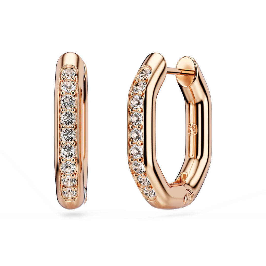 Swarovski Dextera Kreolen Achteckform Rundschliff Klein Weiss Roségold Legierungsschicht - 5743798