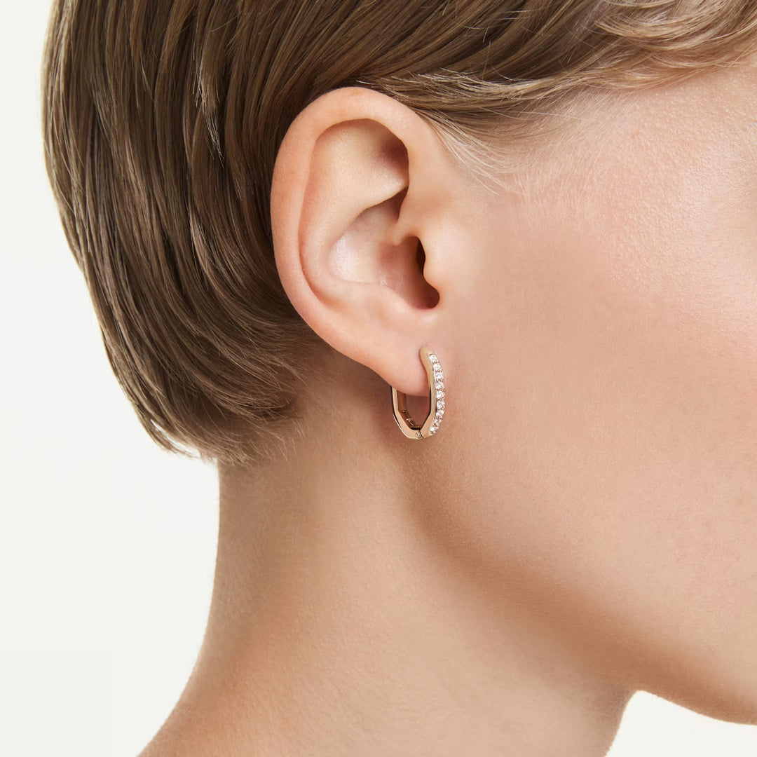 Swarovski Dextera Kreolen Achteckform Rundschliff Klein Weiss Roségold Legierungsschicht - 5743798
