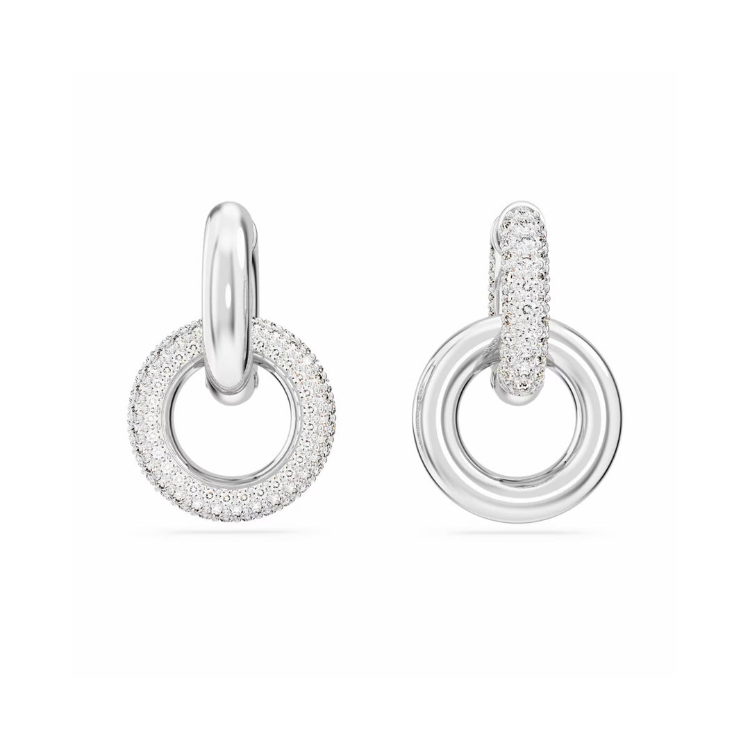 Swarovski Dextera Kreolen Asymmetrisches Design Verschlungener Reif Weiss Rhodiniert - 5671807