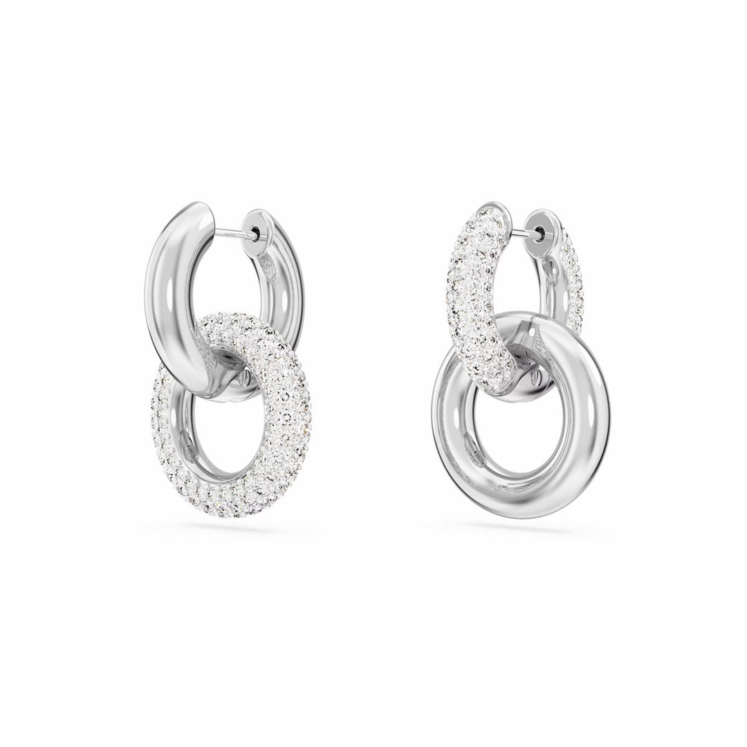 Swarovski Dextera Kreolen Asymmetrisches Design Verschlungener Reif Weiss Rhodiniert - 5671807
