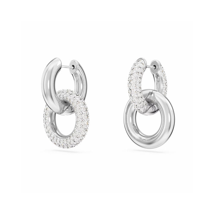 Swarovski Dextera Kreolen Asymmetrisches Design Verschlungener Reif Weiss Rhodiniert - 5671807