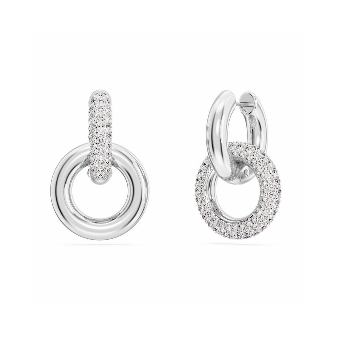Swarovski Dextera Kreolen Asymmetrisches Design Verschlungener Reif Weiss Rhodiniert - 5671807
