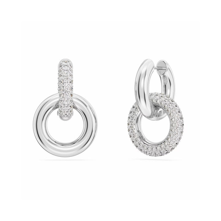 Swarovski Dextera Kreolen Asymmetrisches Design Verschlungener Reif Weiss Rhodiniert - 5671807