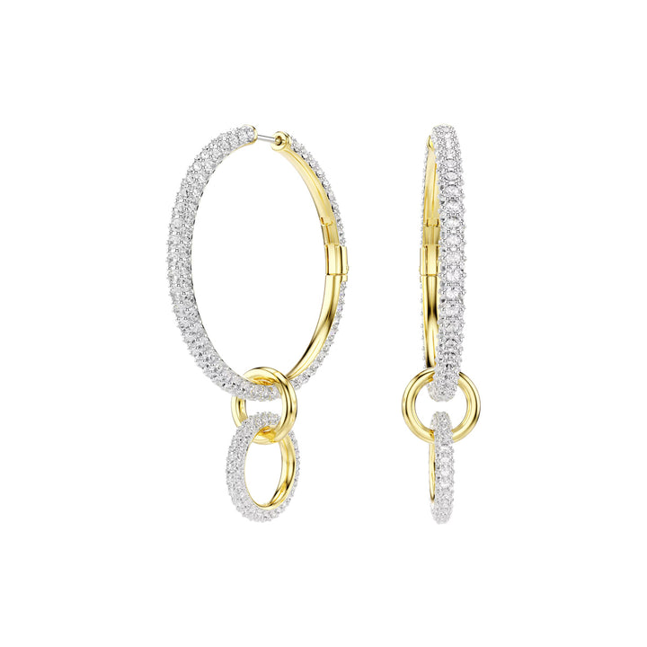 Swarovski Dextera Hoop Earrings Round cut White Gold tone plated - 5738201