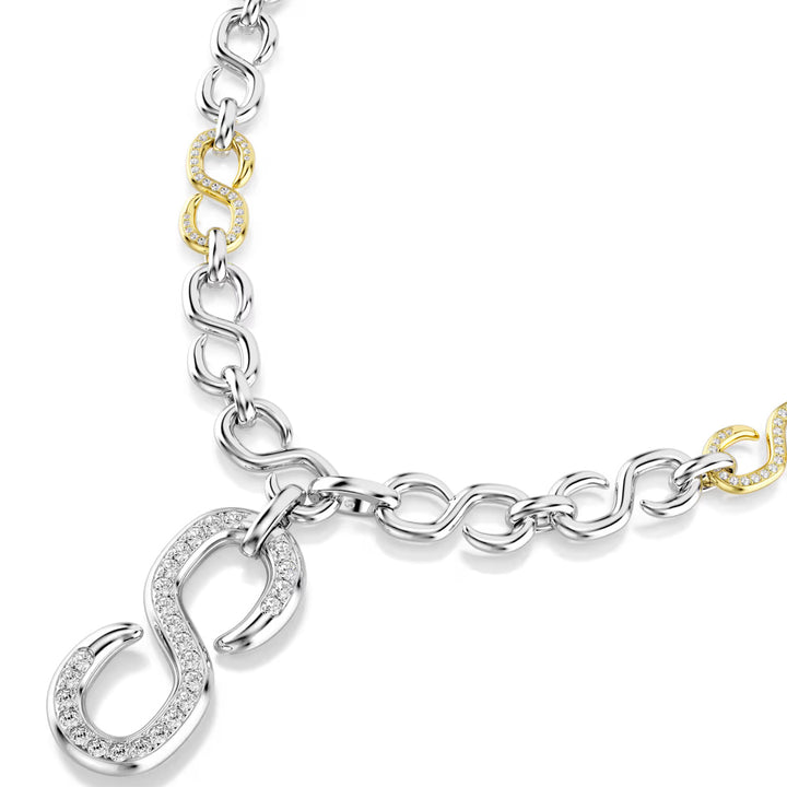 Swarovski Dextera lange Halskette Rundschliff Weiss Metallmix - 5743785