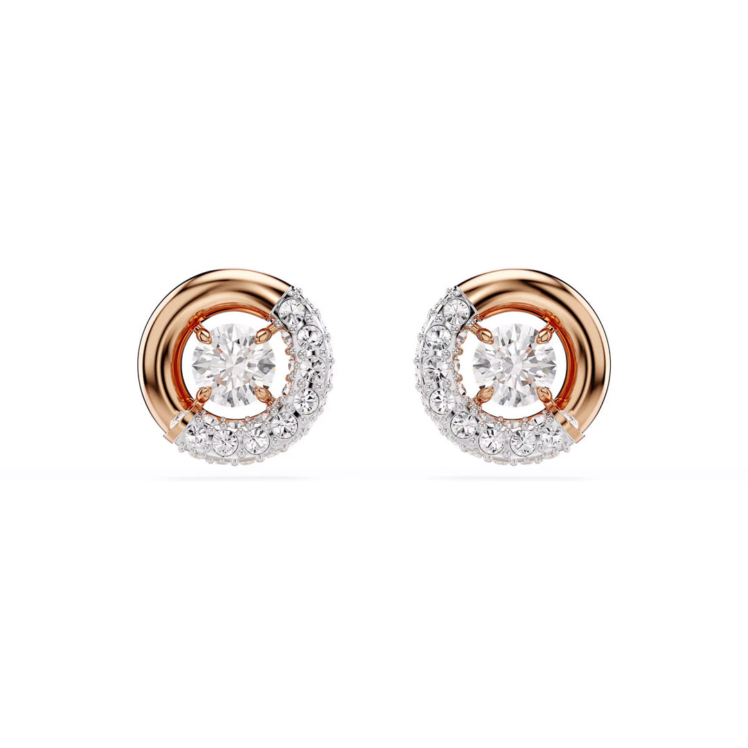 Swarovski Orecchini a lobo Dextera Taglio Round Bianchi Placcato color oro rosa - 5692258