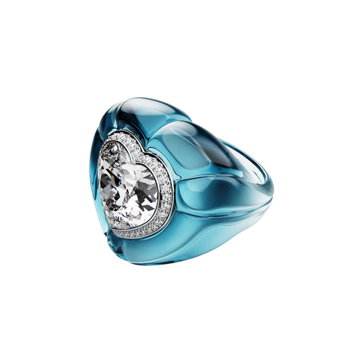 Swarovski Dulcis Cocktail Ring Herzschliff Pavé Herz Blau