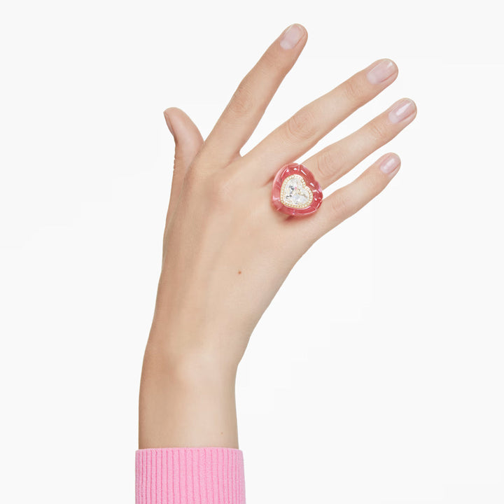 Swarovski Dulcis Cocktail Ring Herzschliff Pavé Herz Rosa