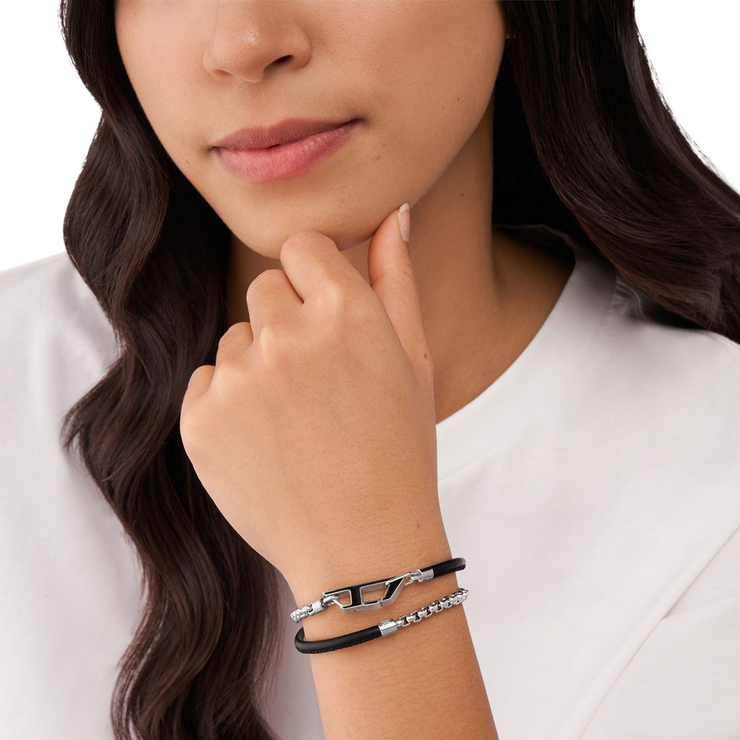 Diesel Leather Steel Armband - DX1472040