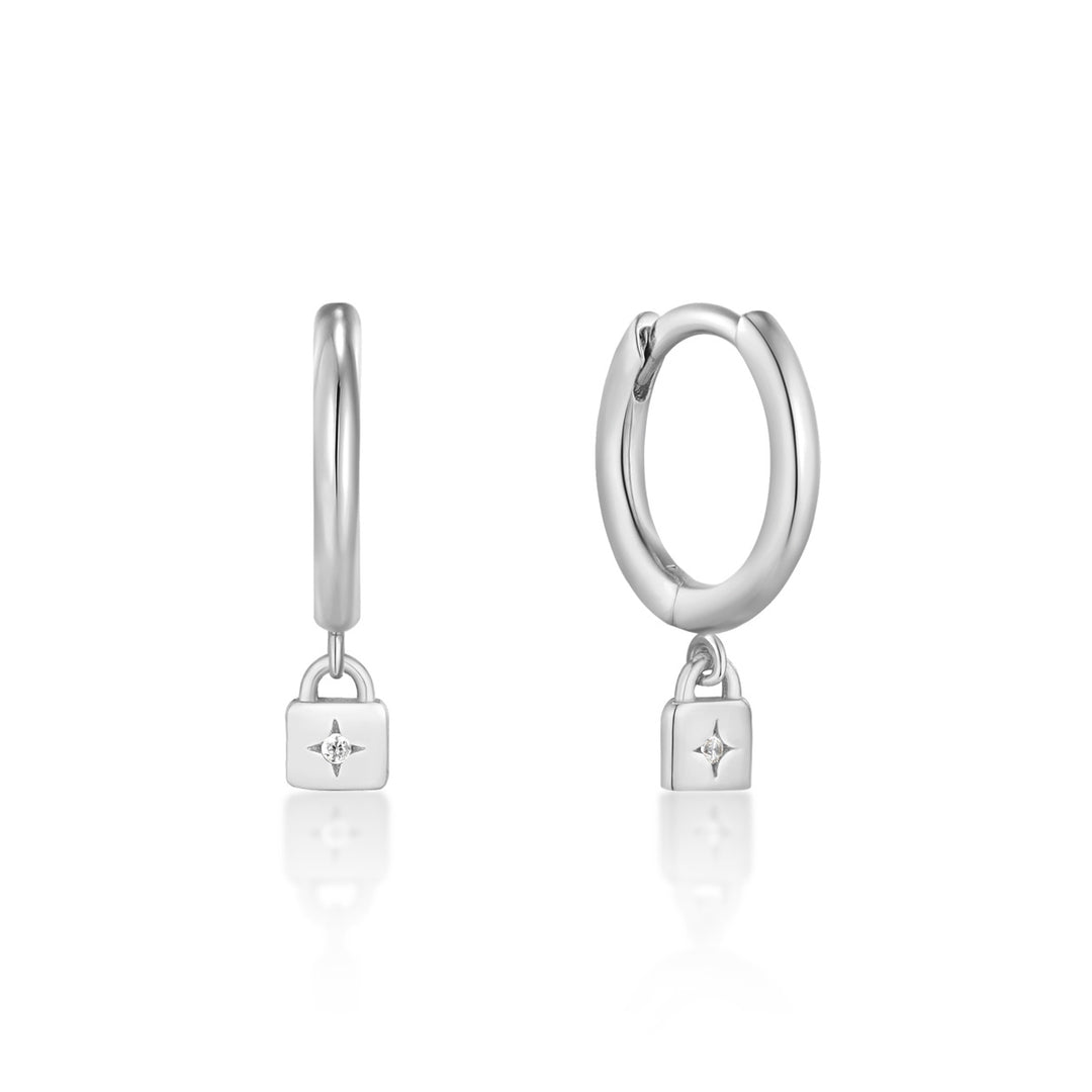 Ania Haie Silver Padlock Huggie Ohrringe - E032-01H