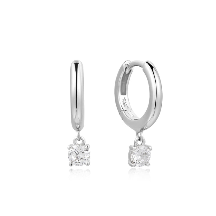 Ania Haie Silver Drop Solitaire Huggies Ohrringe - E061-08H