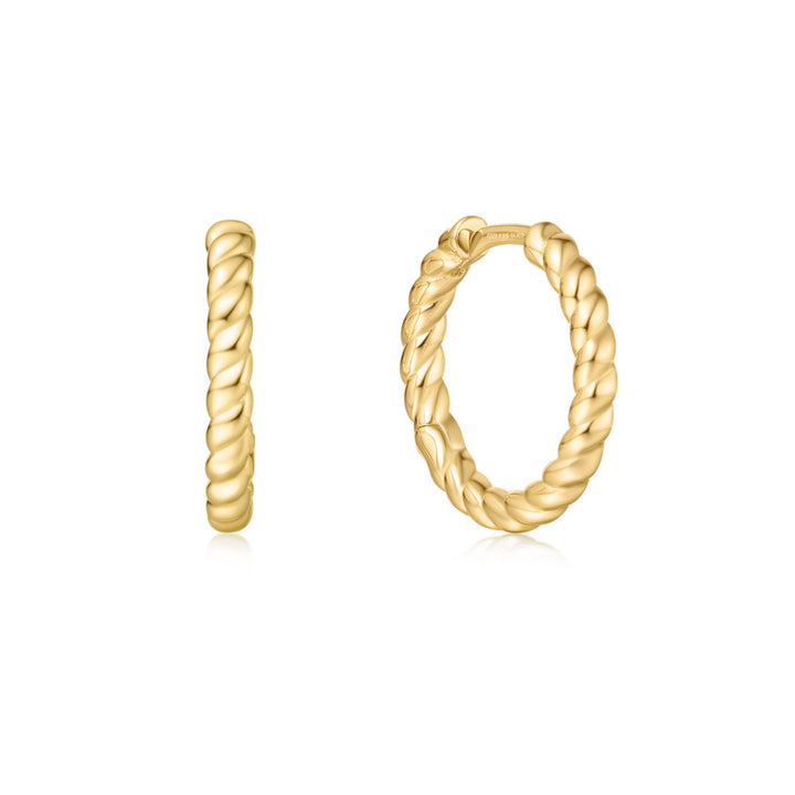 Ania Haie Gold Texture Medium Huggie Hoop Ohrringe - E063-05G