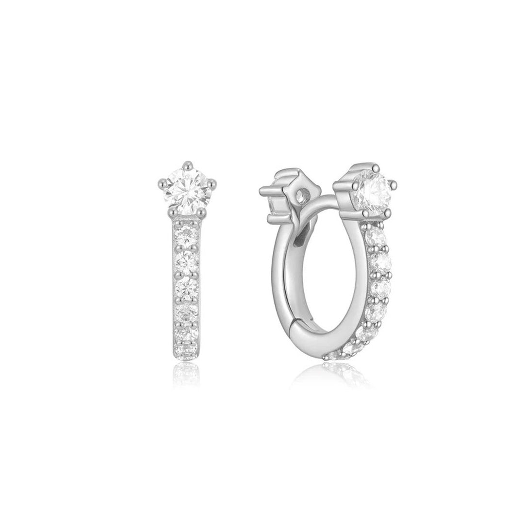 Ania Haie Silver Sparkling Pavé Huggie Earrings - E066-04H