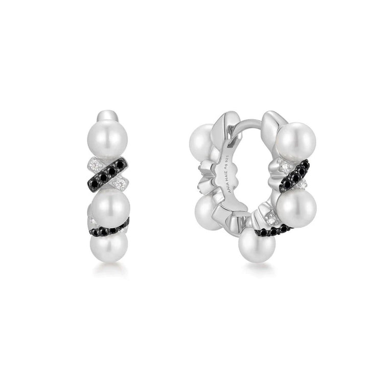 Ania Haie Two Tone Sparkling Braided Shell Pearl Huggie Ohrringe - E069-07T