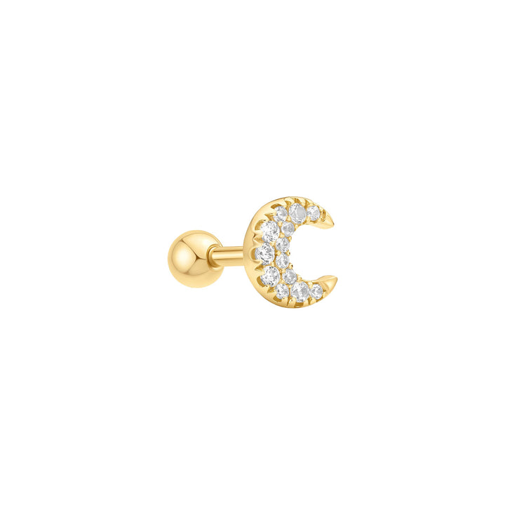 Ania Haie Gold Pave Crescent Moon Barbell Single Stud Earring - E070-07G