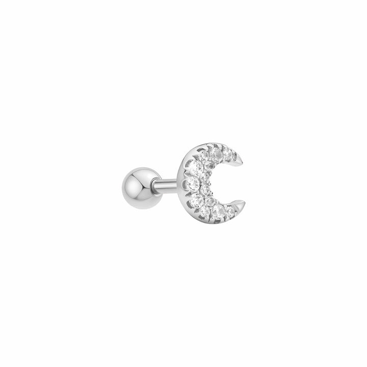 Ania Haie Silver Pave Crescent Moon Barbell Einzel Ohrstecker - E070-07H