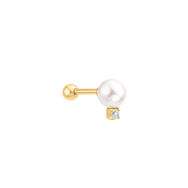 Ania Haie Gold Shell Pearl Sparkling Barbell Einzel Ohrstecker - E070-14G