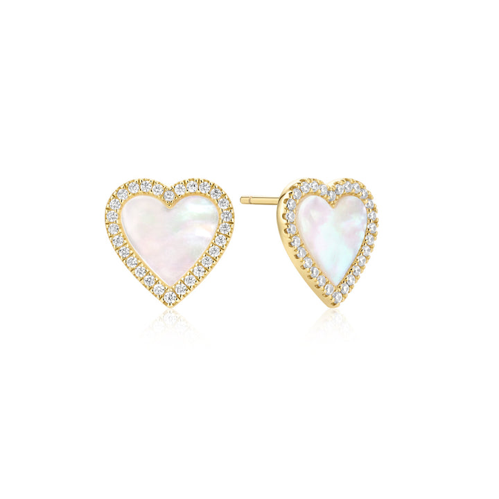 Ania Haie Gold Mother of Pearl Halo Heart Ohrstecker - E071-03G
