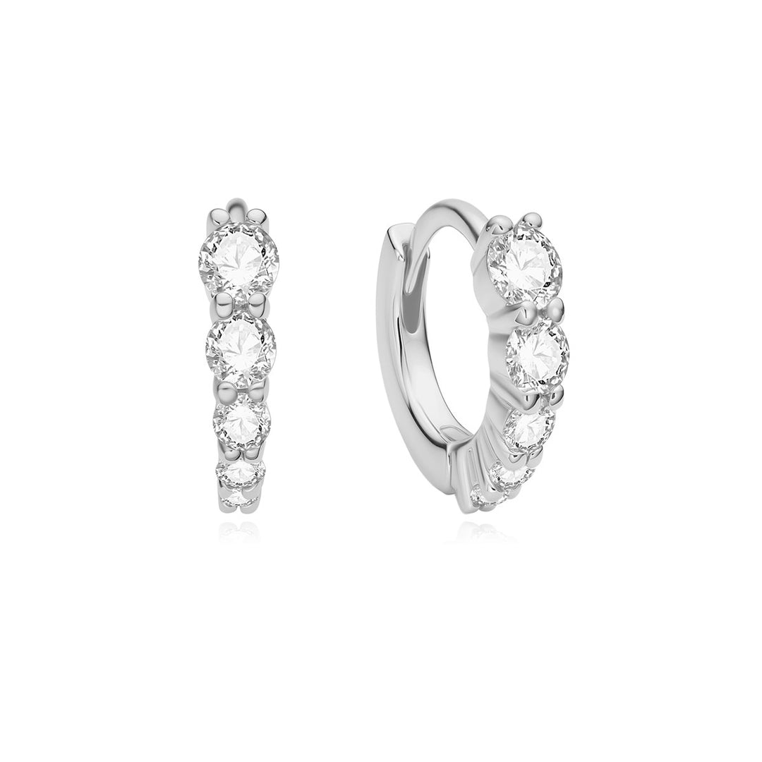 Ania Haie Silver Graduated Sparkle Huggie Earrings - E075-03H