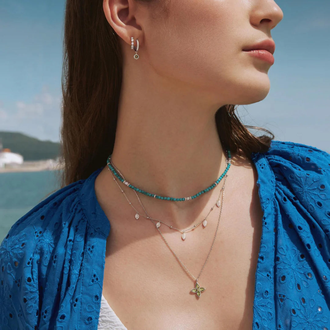 Ania Haie Silver Mint Green Lucky Clover Halskette - N073-03H