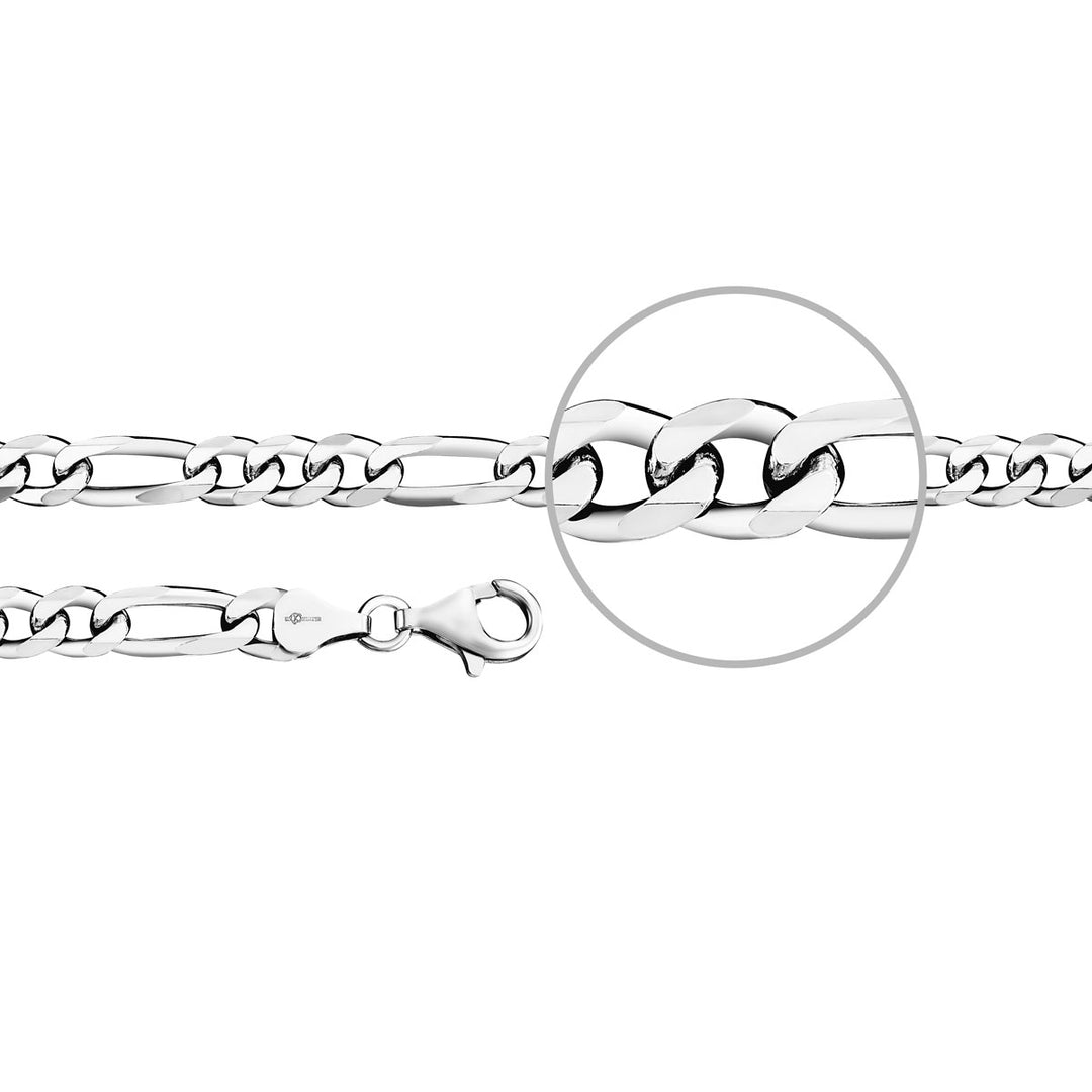 Der Kettenmacher Figaroarmband Silber Diamantiert 6,4 mm 21 cm - F4-21S