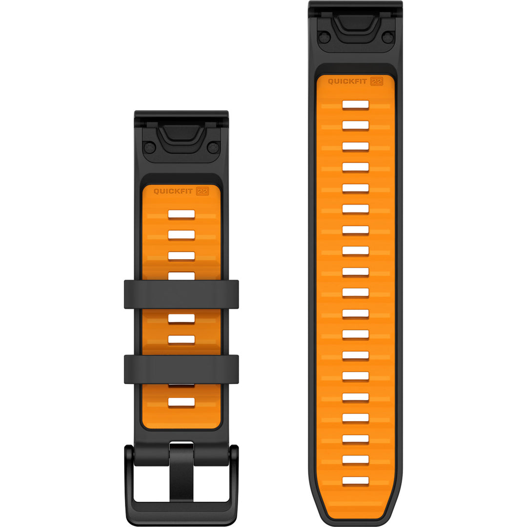 Garmin QuickFit 22 Graphite Spark Orange Silicone Band - 010-13392-05