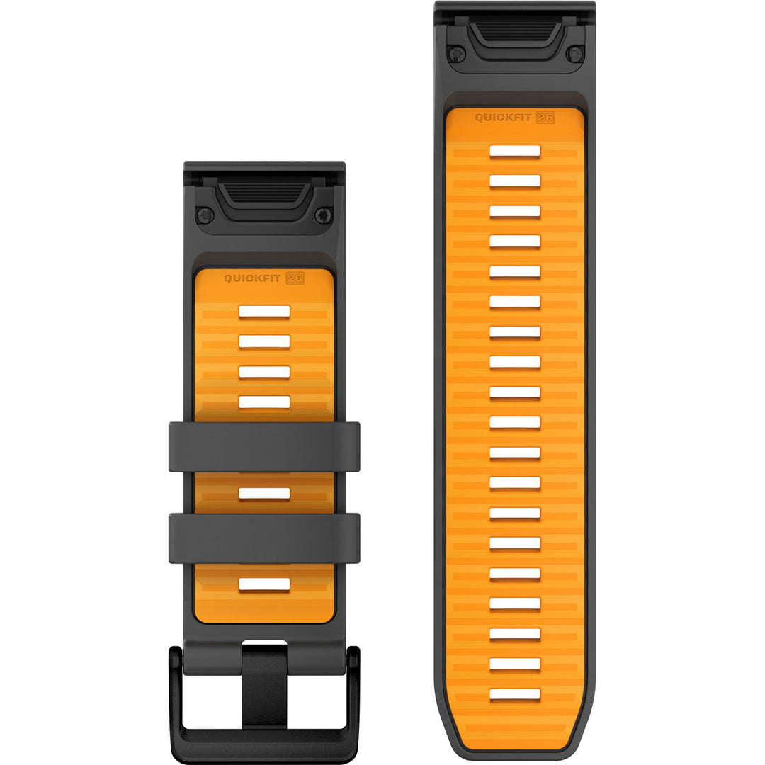 Garmin QuickFit 26 Graphite Spark Orange Silicone Band - 010-13393-05