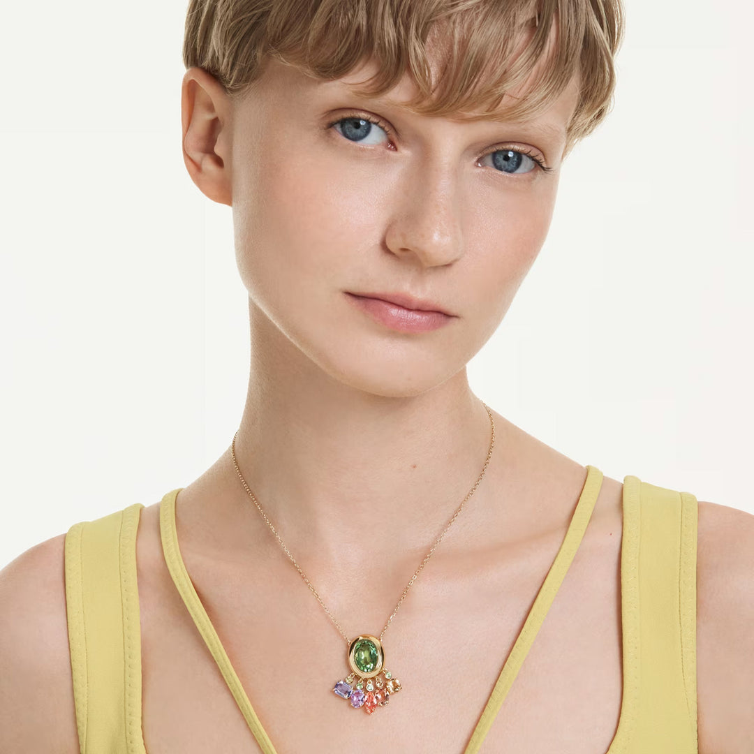Swarovski Gema Halskette Verschiedene Schliffe Schwingende Kristalle Mehrfarbig Goldlegierungsschicht - 5741587