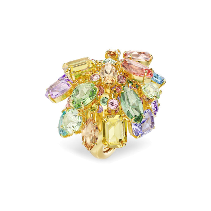 Swarovski Gema Cocktail Ring Mixed cuts Multicolored Gold tone plated