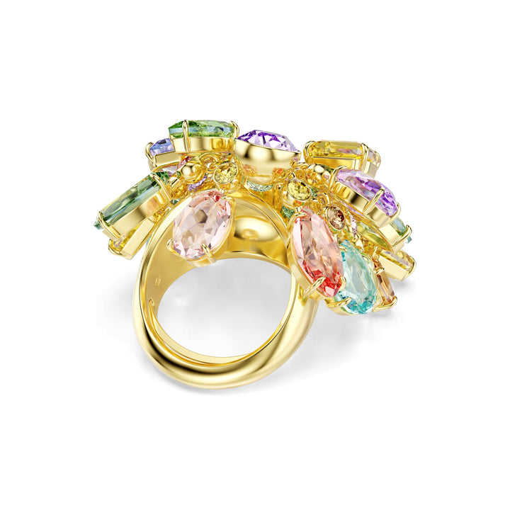 Swarovski Gema Cocktail Ring Mixed cuts Multicolored Gold tone plated