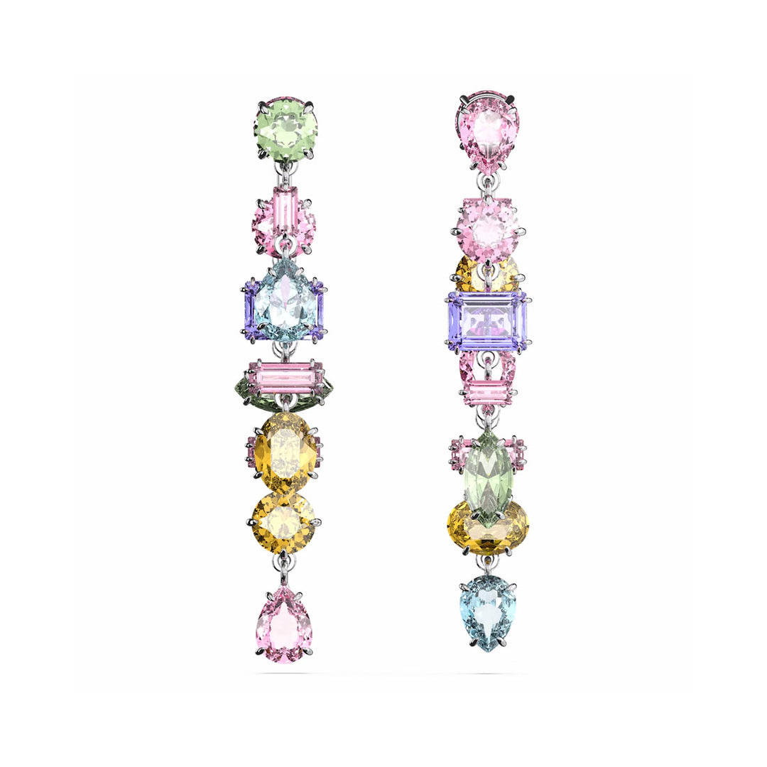 Swarovski Gema Drop Ohrhänger Asymmetrisches Design Verschiedene Schliffe Lang Mehrfarbig Rhodiniert - 5656417