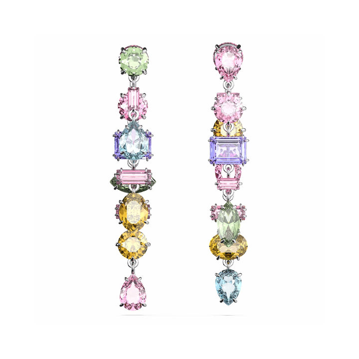 Swarovski Gema Drop Ohrhänger Asymmetrisches Design Verschiedene Schliffe Lang Mehrfarbig Rhodiniert - 5656417