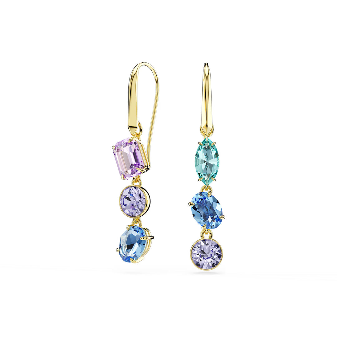 Swarovski Gema Drop Ohrhänger Asymmetrisches Design Verschiedene Schliffe Mehrfarbig Goldlegierungsschicht - 5747917