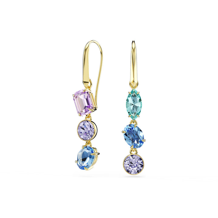 Swarovski Gema Drop Ohrhänger Asymmetrisches Design Verschiedene Schliffe Mehrfarbig Goldlegierungsschicht - 5747917