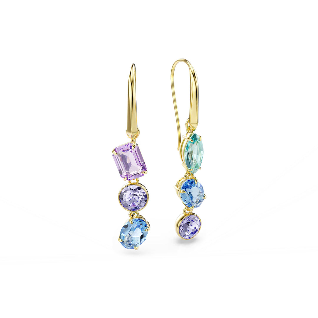 Swarovski Gema Drop Ohrhänger Asymmetrisches Design Verschiedene Schliffe Mehrfarbig Goldlegierungsschicht - 5747917