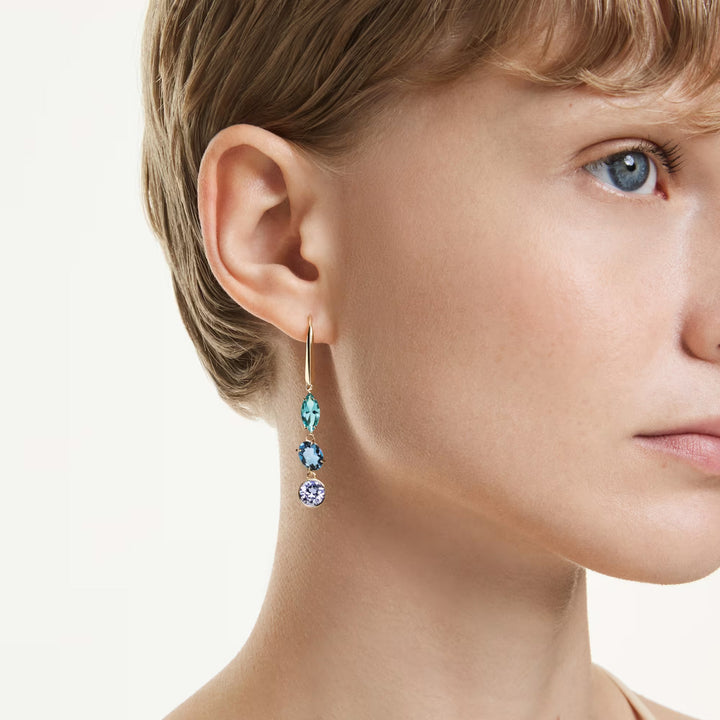 Swarovski Gema Drop Ohrhänger Asymmetrisches Design Verschiedene Schliffe Mehrfarbig Goldlegierungsschicht - 5747917