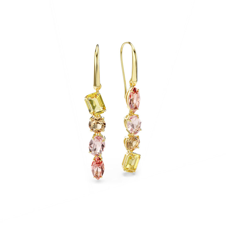 Swarovski Gema Drop Ohrhänger Asymmetrisches Design Verschiedene Schliffe Rosa Goldlegierungsschicht - 5737454