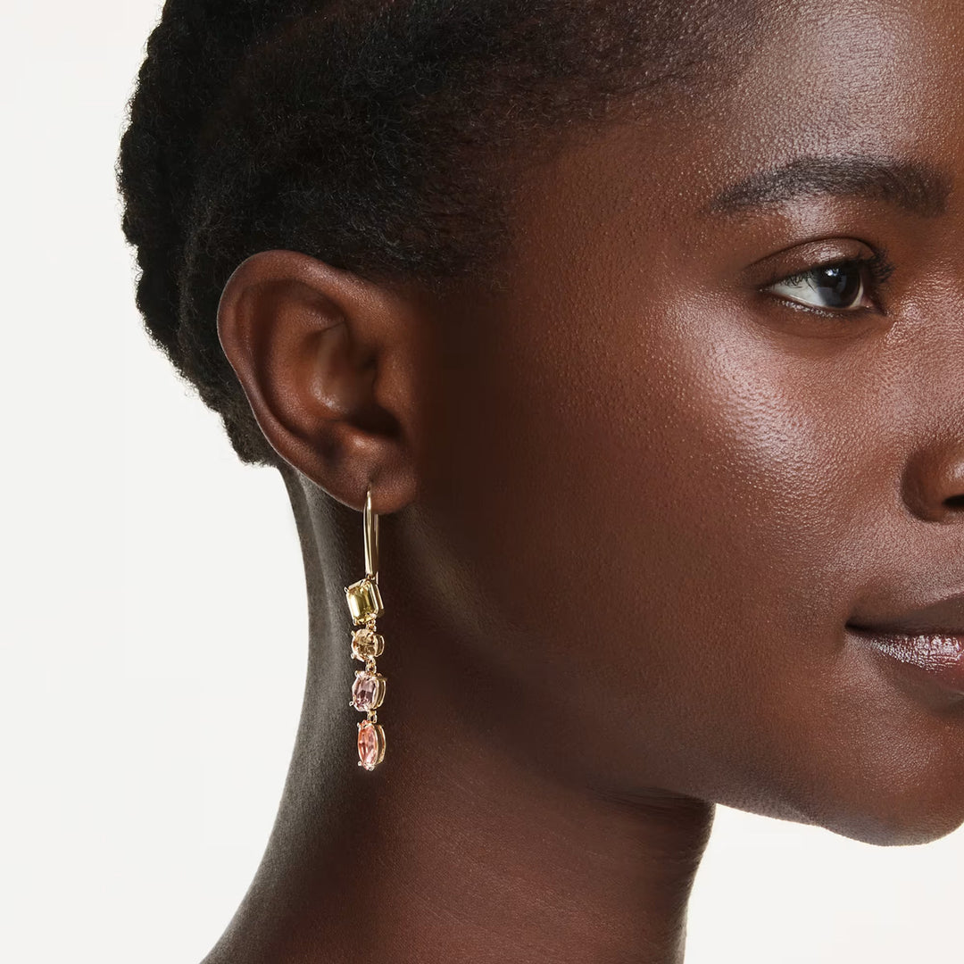 Swarovski Gema Drop Ohrhänger Asymmetrisches Design Verschiedene Schliffe Rosa Goldlegierungsschicht - 5737454