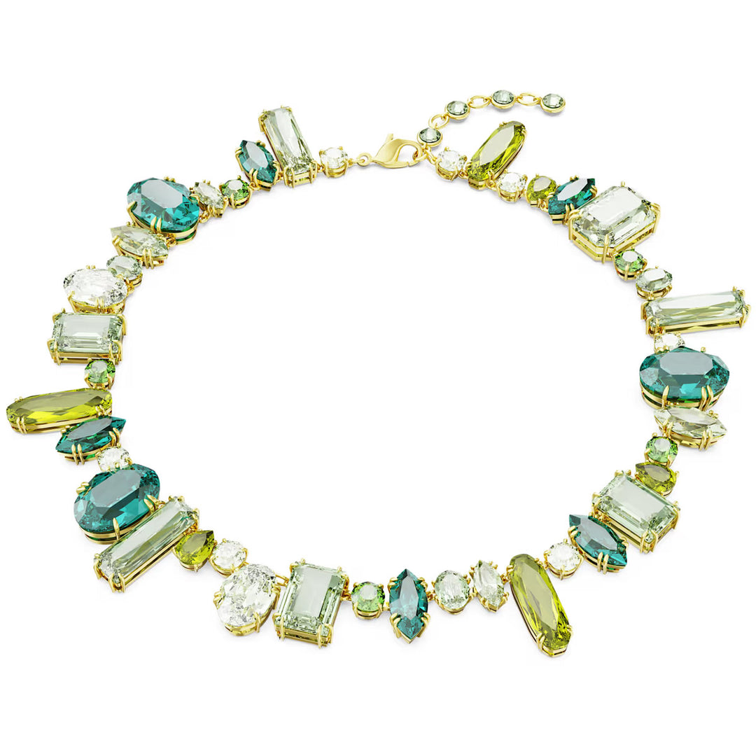 Swarovski Gema Necklace Mixed cuts Green Gold tone plated - 5657388