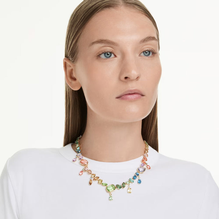 Swarovski Gema Halskette Verschiedene Schliffe Schwingende Kristalle Mehrfarbig Goldlegierungsschicht - 5737443